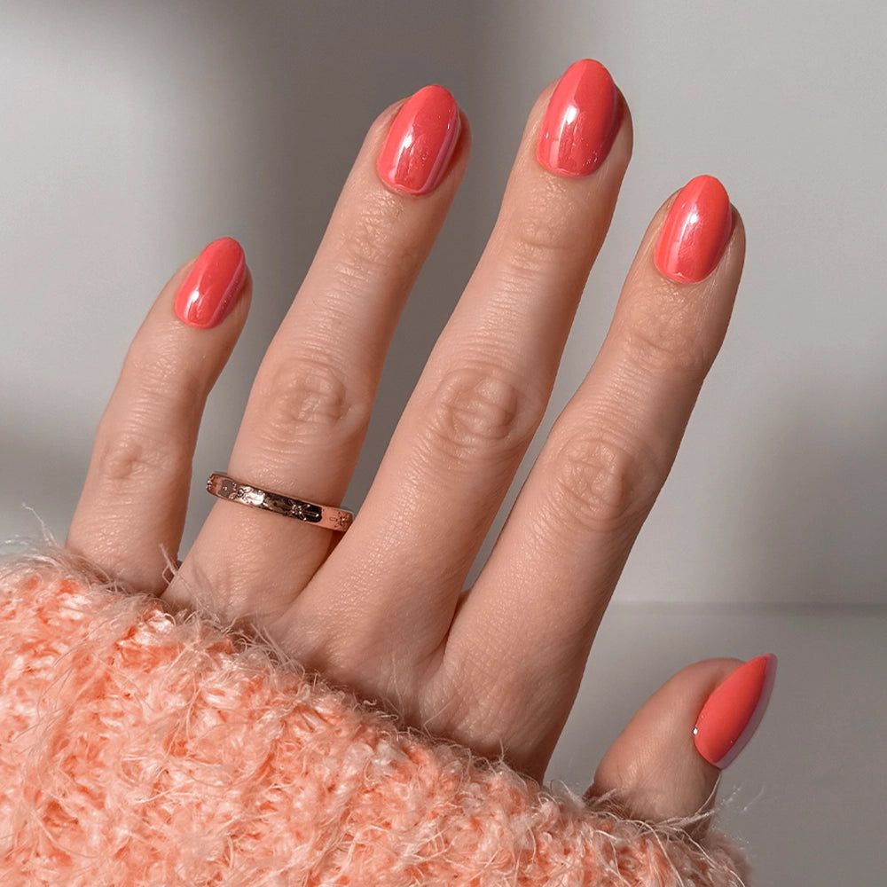Vibrant Coral with Subtle Shimmer Vibrant Coral with Subtle Shimmer — Short Coral Nails 2027