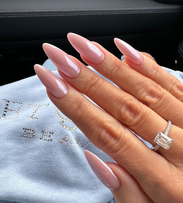Warm Light Pink Glossy Almond French Warm Light Pink Glossy Almond French — Long Almond Pink Nails Ideas 2027