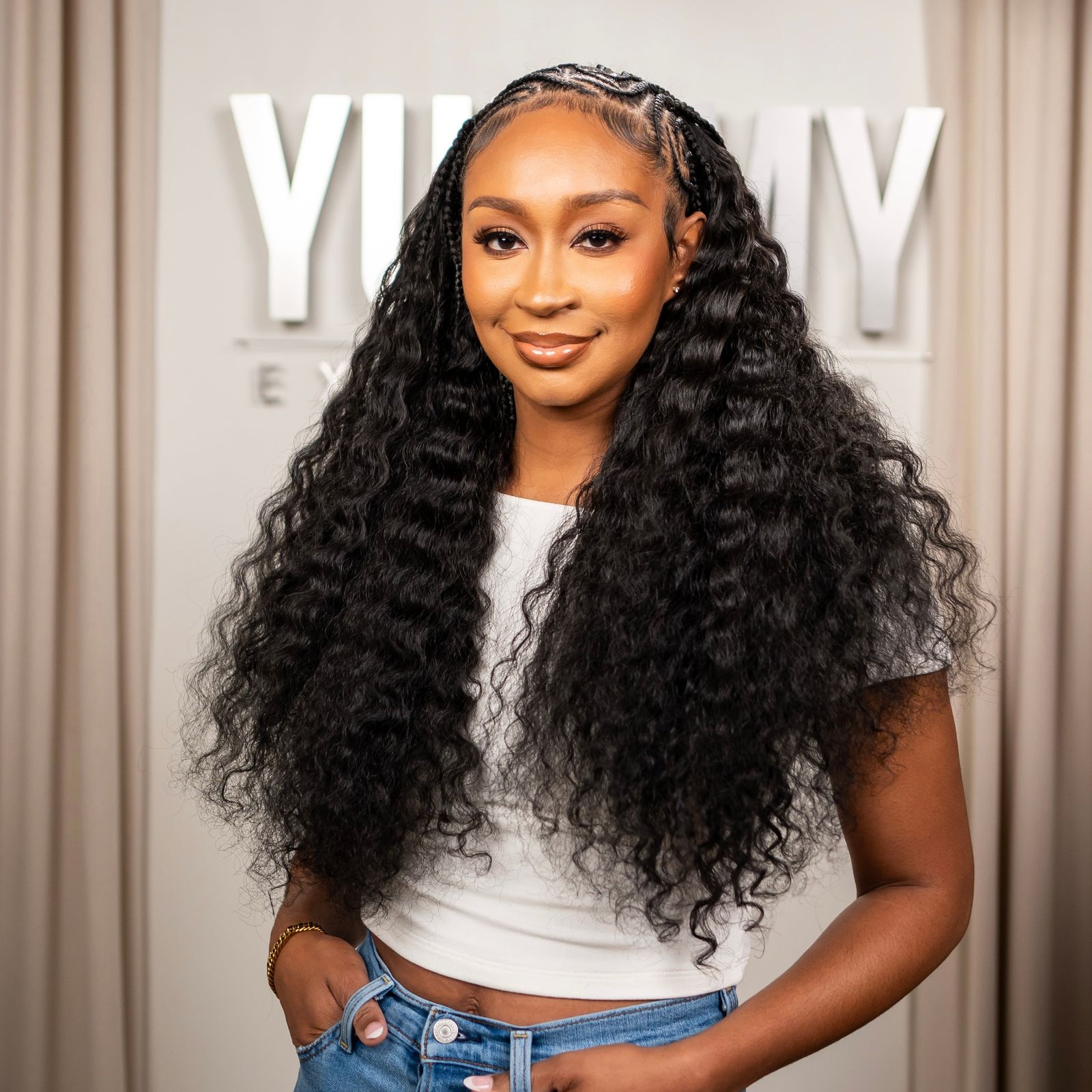Mid-Back Curls With Braided Accents Mid-Back Curls With Braided Accents — Curly Hairstyles 2027 with Weave