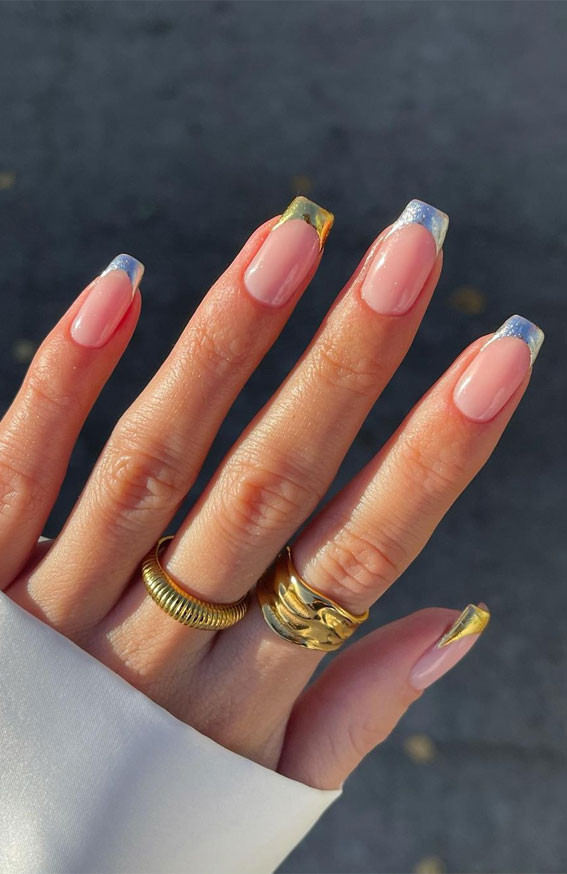Dual-Tone Chrome French Squares Dual-Tone Chrome French Squares — Chrome French Tip Nails 2027