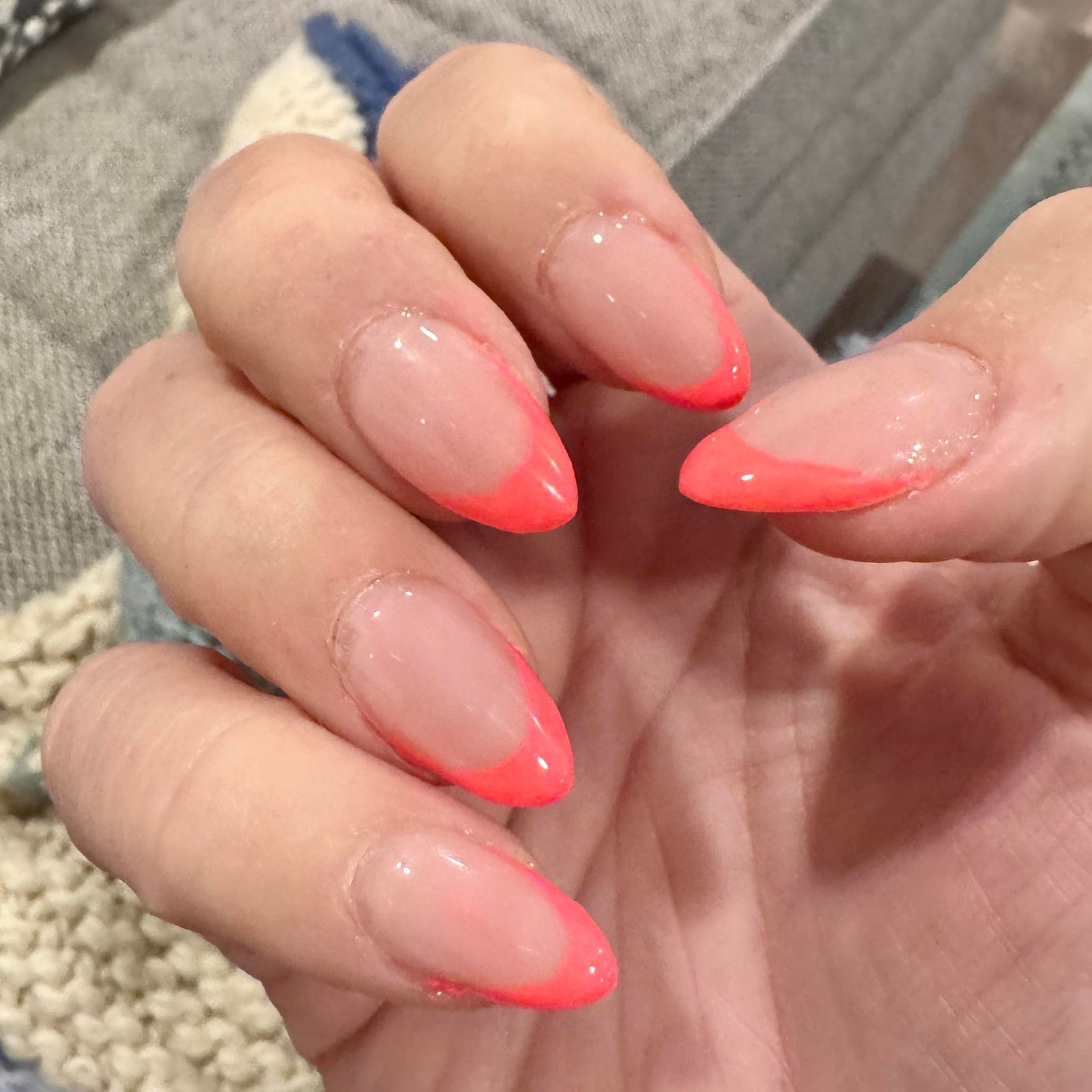 Clear Base Vibrant Coral French Tips — Coral French Tip Nails 2027