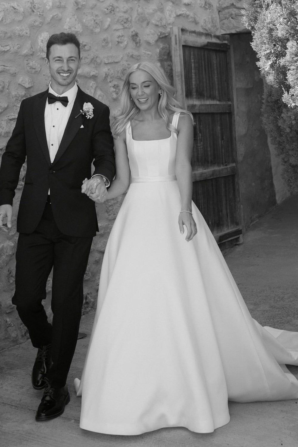 Wedding White Satin Ballgown with Square Neckline and Wide Straps Wedding White Satin Ballgown with Square Neckline and Wide Straps — Square Neck Wedding Dresses 2027