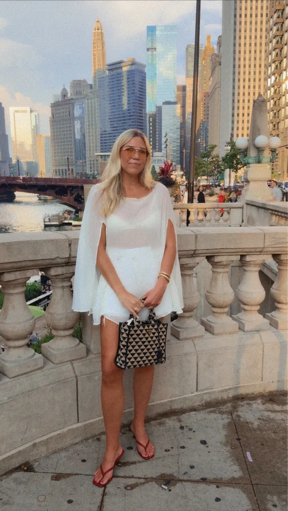Playful Summer Vibes: Sheer Cape Top and Mini Shorts Playful Summer Vibes: Sheer Cape Top and Mini Shorts — Chicago Outfits 2027