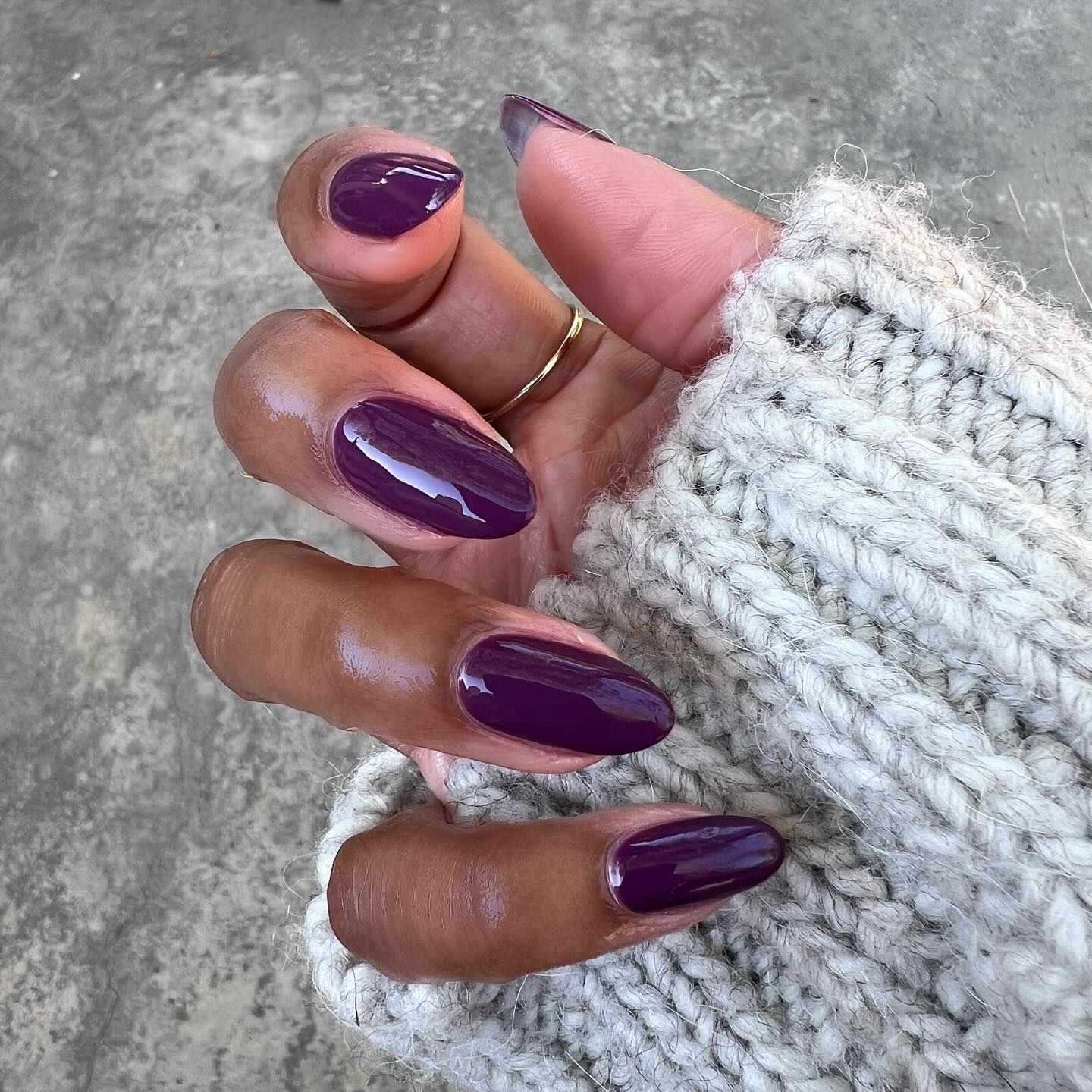 Deep Rich Plum Glossy Long Ovals Deep Rich Plum Glossy Long Ovals — Plum Nails 2027