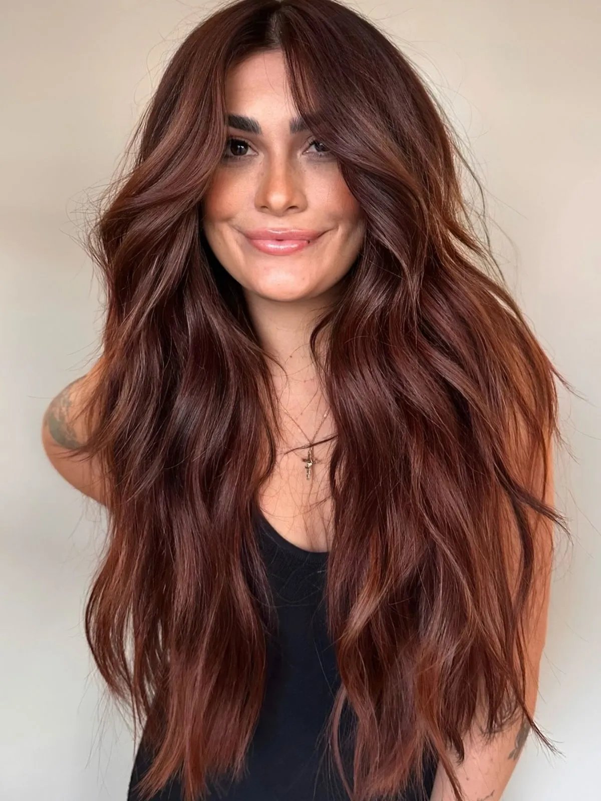 Mid-Back Auburn With Subtle Dimension Mid-Back Auburn With Subtle Dimension — Dark Auburn Hair 2027