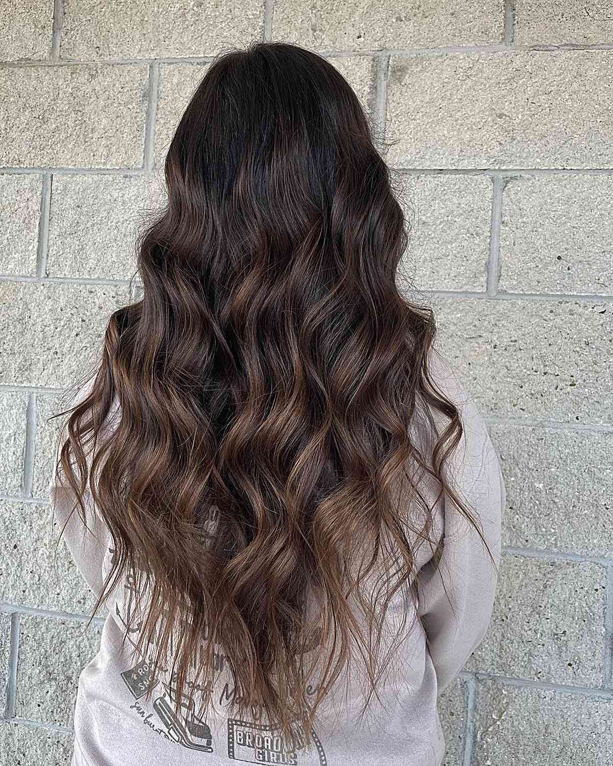 Chocolate Brown With Caramel Balayage — Balayage on Dark Brown Hair 2027