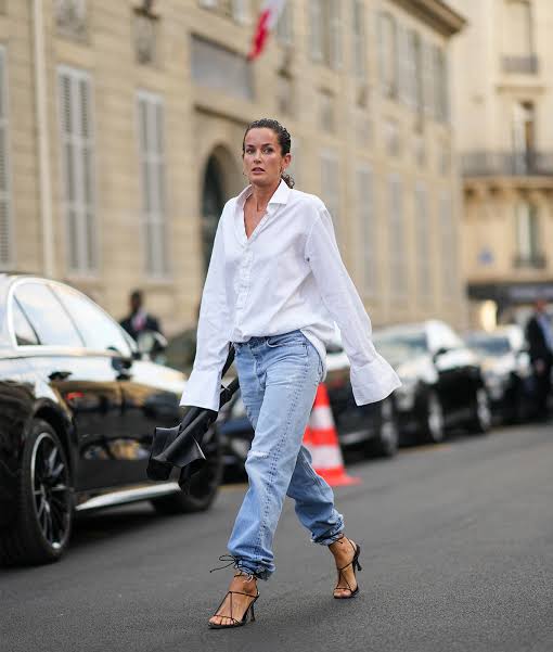 Voluminous Sleeves on White Oversized Shirt with Relaxed Jeans — Oversized Shirt Outfits 2027