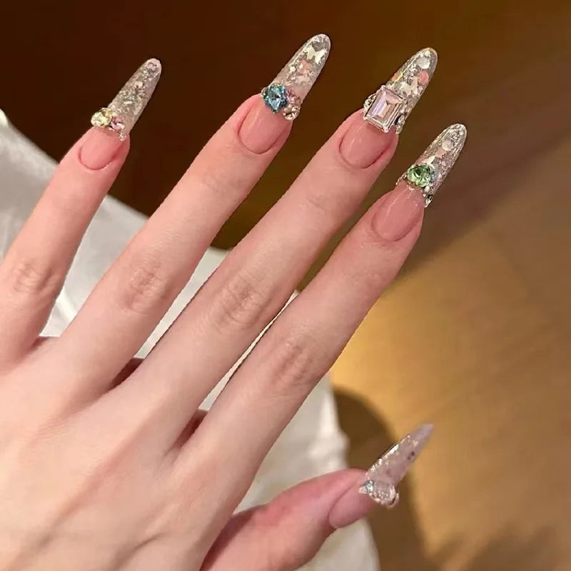 Full Crystal Embellished Stiletto Nails Full Crystal Embellished Stiletto Nails — Crystal Rhinestone Nails 2027