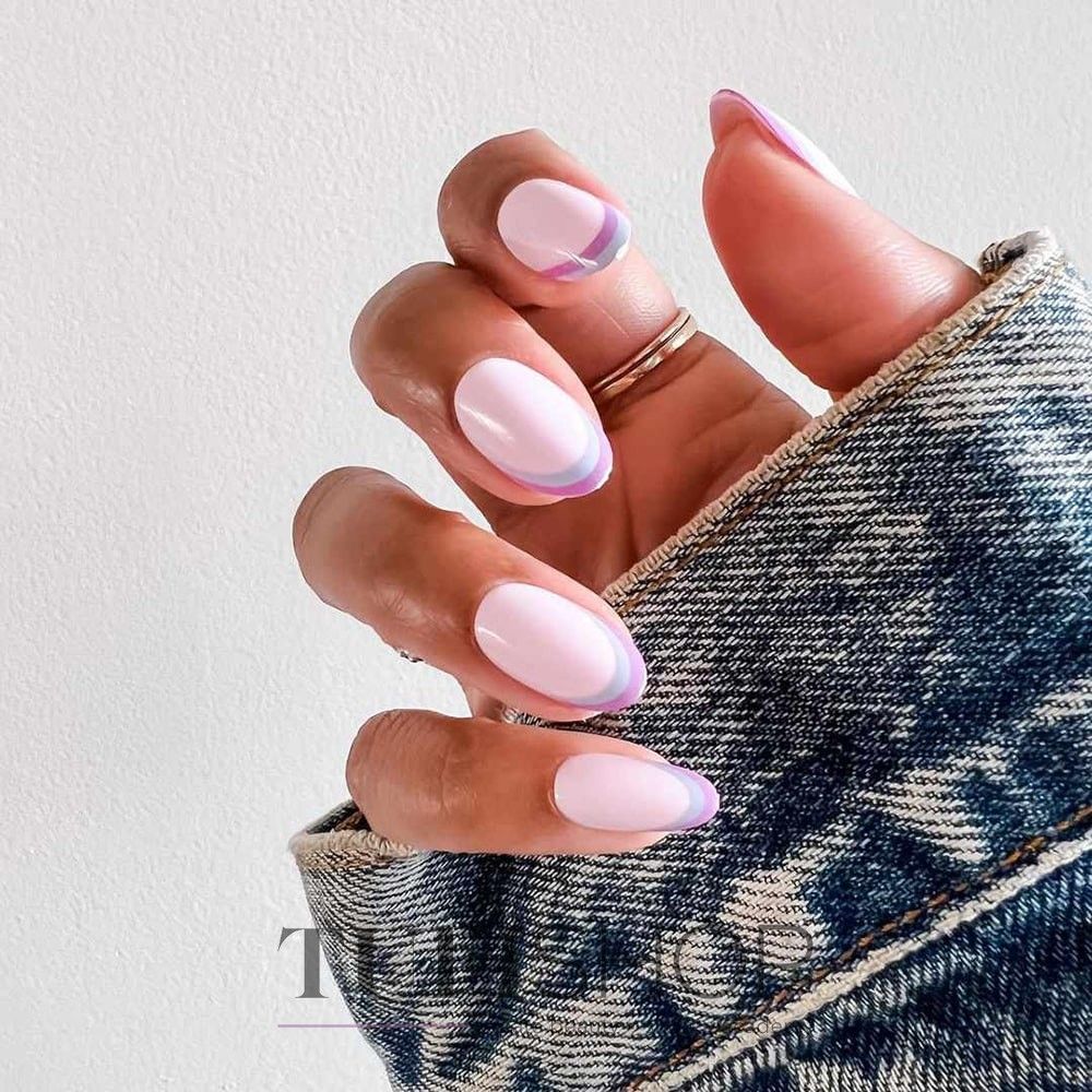 Double French Tip Visual Idea Double French Tip Visual Idea — Colored Double French Nails 2027