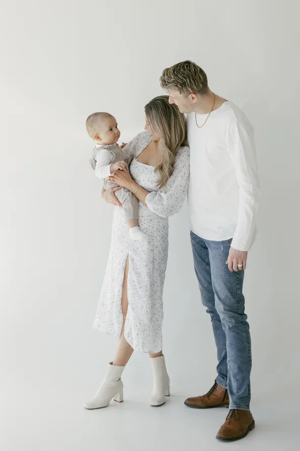 White Floral Maxi with Denim for a Relaxed Spring Family Portrait — Easter Family Photo Outfits 2027