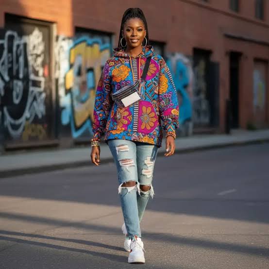 Graphic Energy: Vibrant Jacket and Ripped Jeans Graphic Energy: Vibrant Jacket and Ripped Jeans — Streetwear Outfits 2027