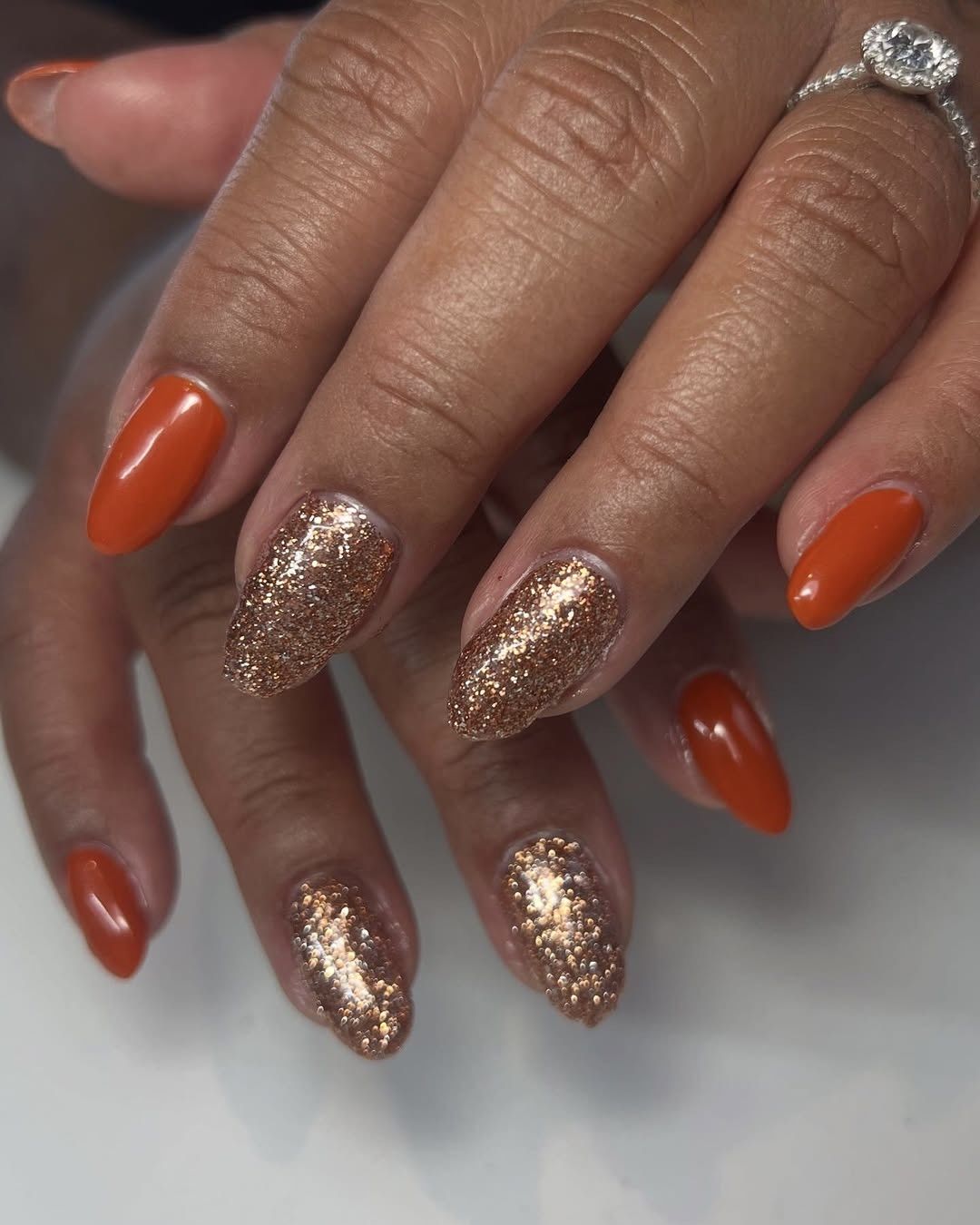 Vibrant Orange with Gold Glitter Accents Vibrant Orange with Gold Glitter Accents — Glitter Nails 2027
