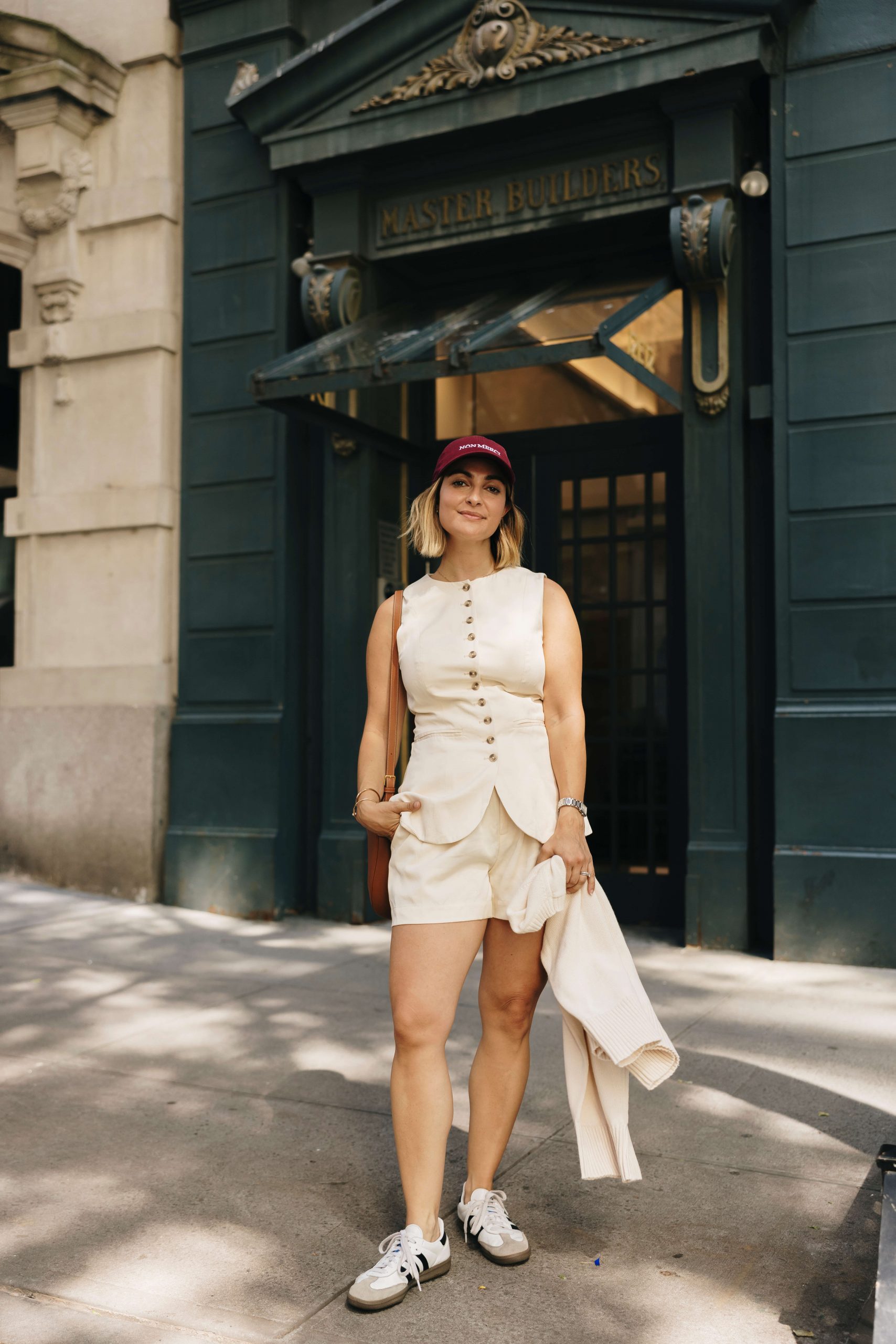 Cream Vest and Shorts Set with White Adidas Samba Cream Vest and Shorts Set with White Adidas Samba — Adidas Samba Spring Outfits 2027