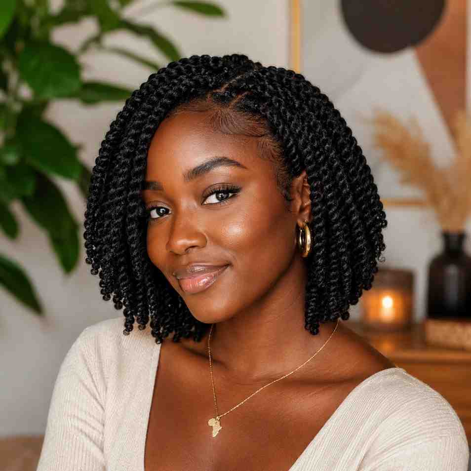 Neatly Defined Twists Shoulder Bob Neatly Defined Twists Shoulder Bob — 4C Hairstyles 2027