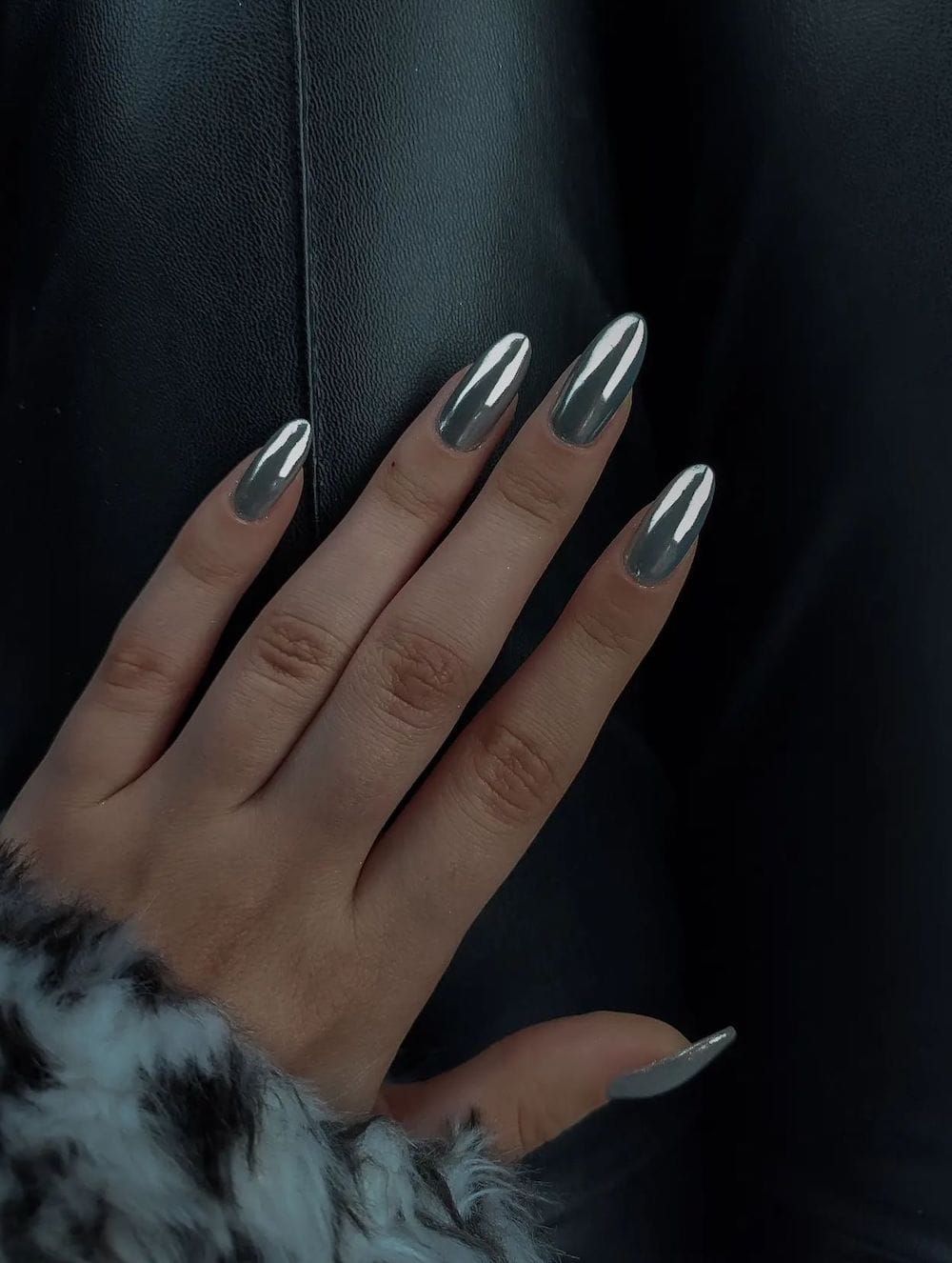 Visual Idea — Textured Surface Silver New Years Nails 2027