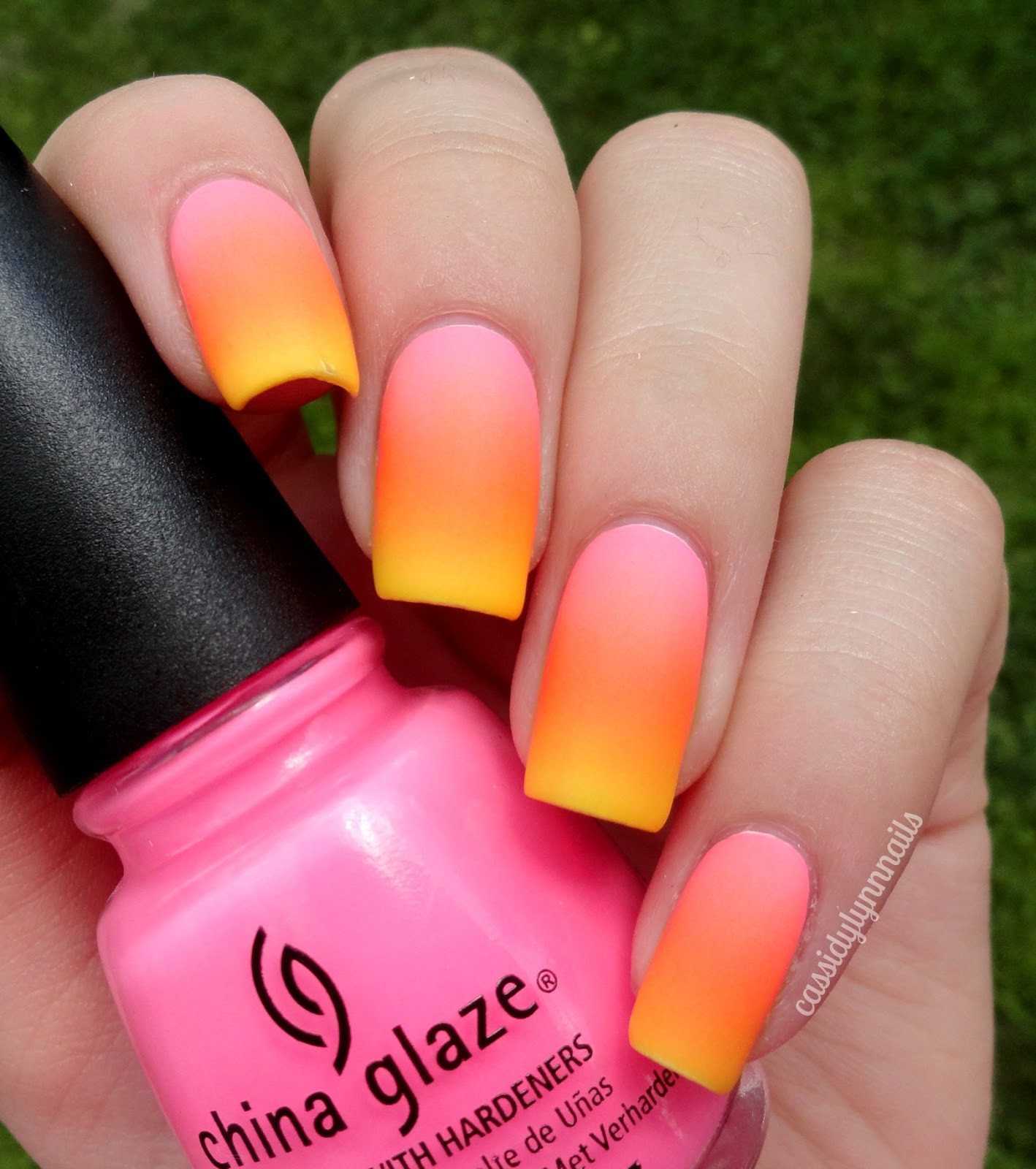 Matte Pink Orange Square Gradient Matte Pink Orange Square Gradient — Pink and Orange Sunset Nails 2027