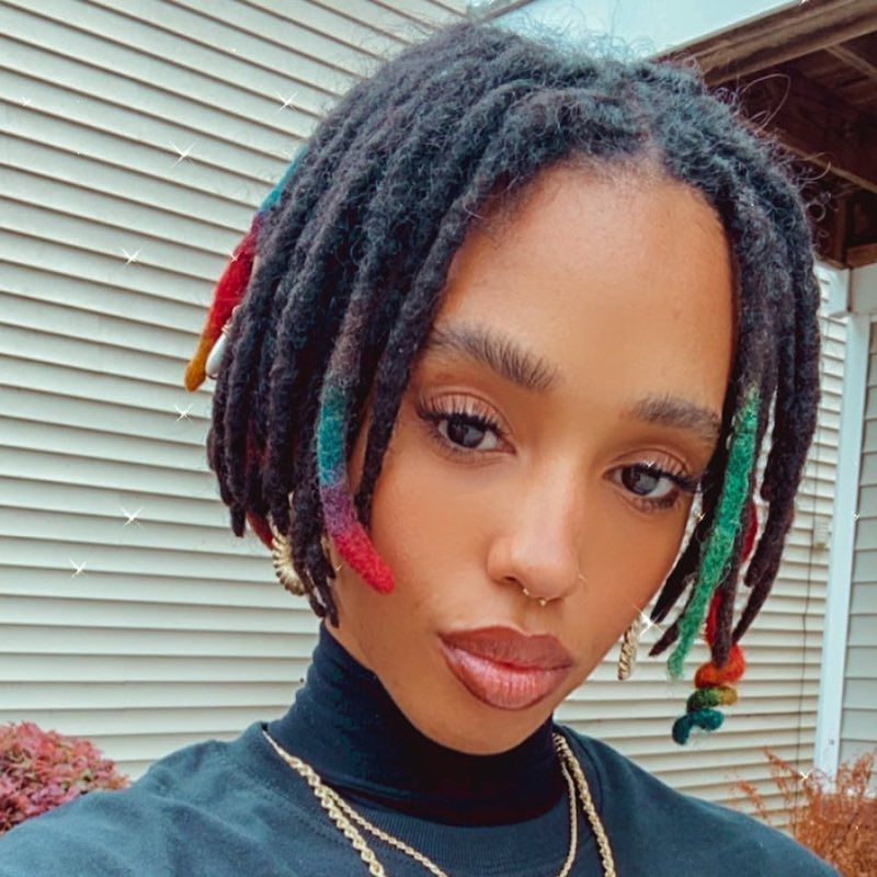 Black Locs with Vibrant Rainbow Tips Black Locs with Vibrant Rainbow Tips — Loc Styles 2027 for Women Over 50