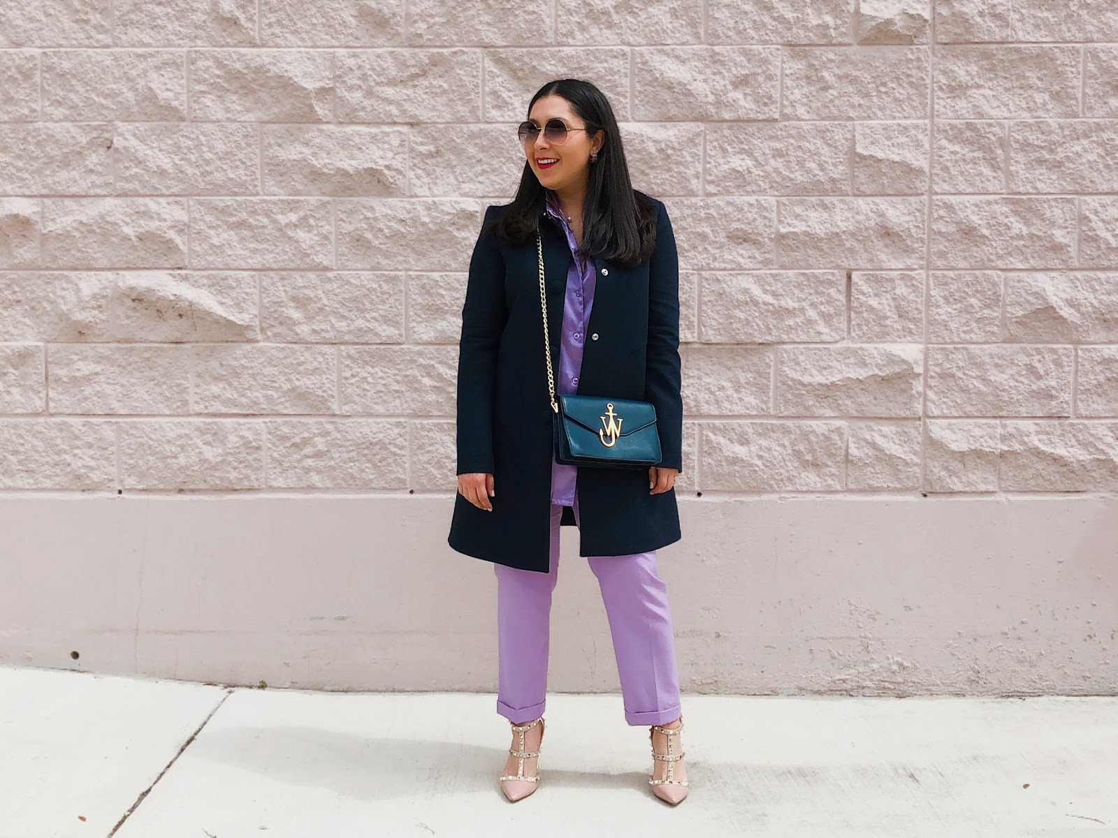 Smart Casual Lilac Trousers with Navy Coat Smart Casual Lilac Trousers with Navy Coat — Lilac Outfits 2027