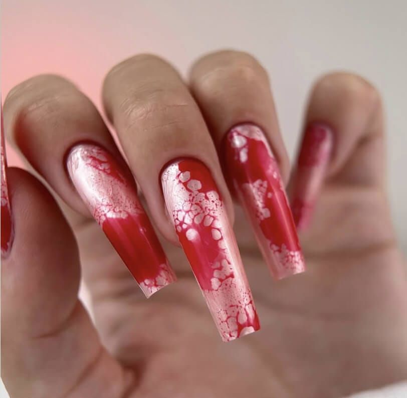 Red Base With White And Pink Accents Visual Idea Red Base With White And Pink Accents Visual Idea — Polygel Nails 2027