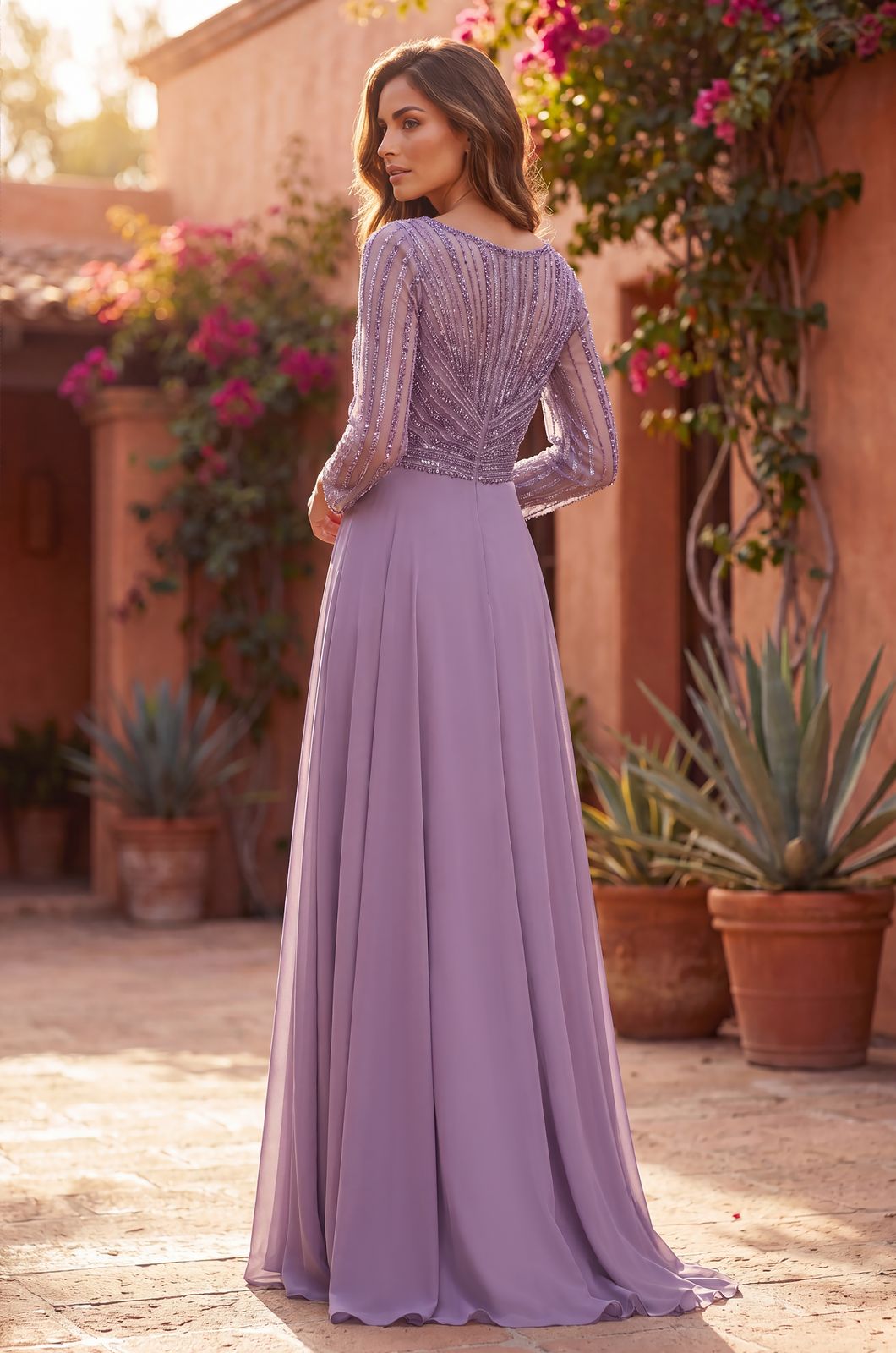 Lavender Beaded Bodice Chiffon Dress Lavender Beaded Bodice Chiffon Dress — Bridal Shower Dress 2027 for Guest