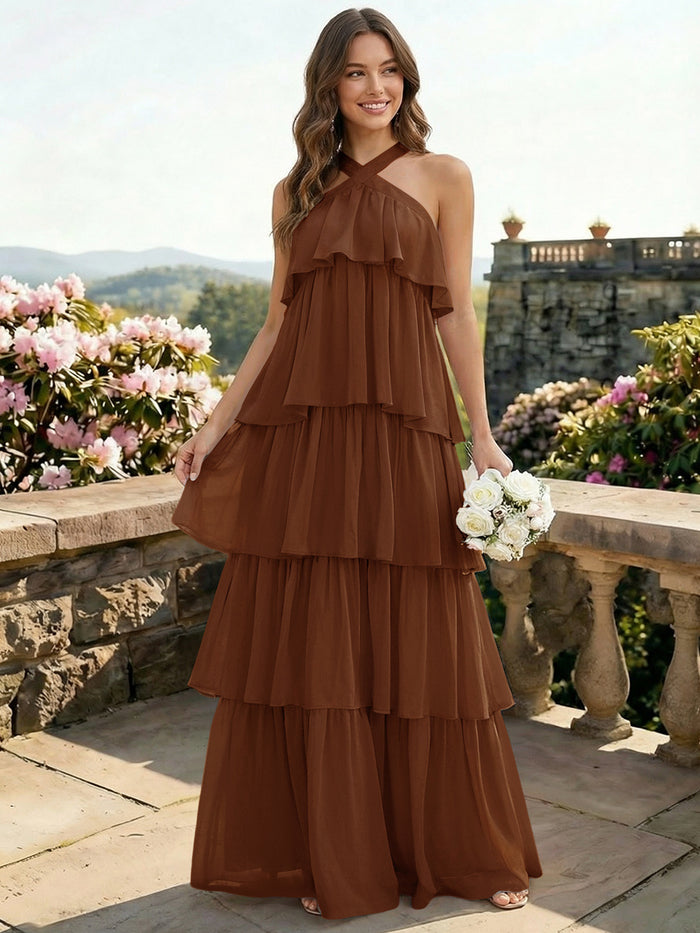 Flowing Chiffon: Brown Halter Maxi Dress for a Chic Birthday Flowing Chiffon: Brown Halter Maxi Dress for a Chic Birthday — Birthday Dresses 2027