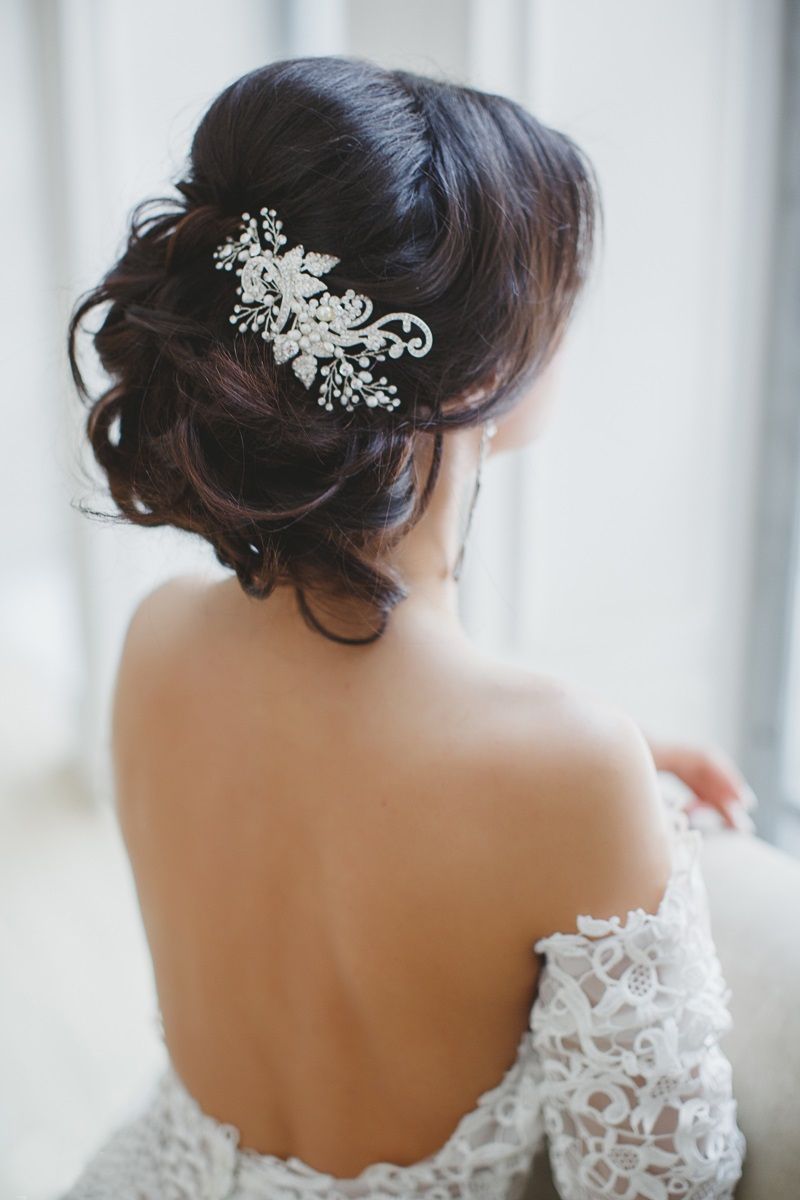 Dark Brown Chignon With Clip Dark Brown Chignon With Clip — Church Wedding Hairstyles 2027