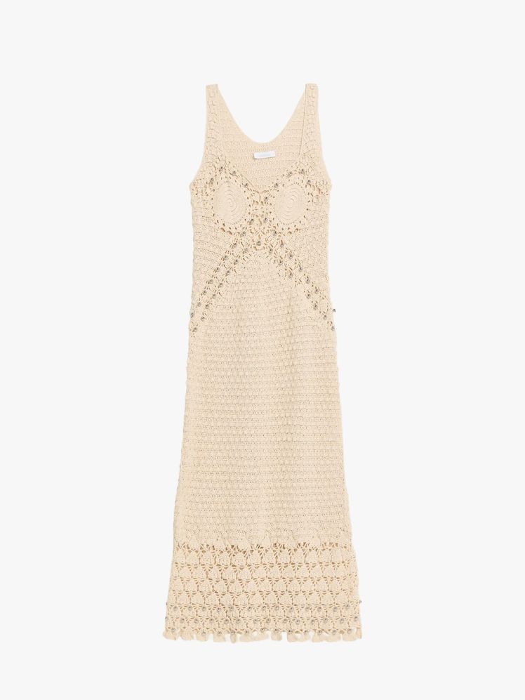 Cream Sleeveless Midi Dress with Scalloped Hem Cream Sleeveless Midi Dress with Scalloped Hem — Crochet Dresses 2027