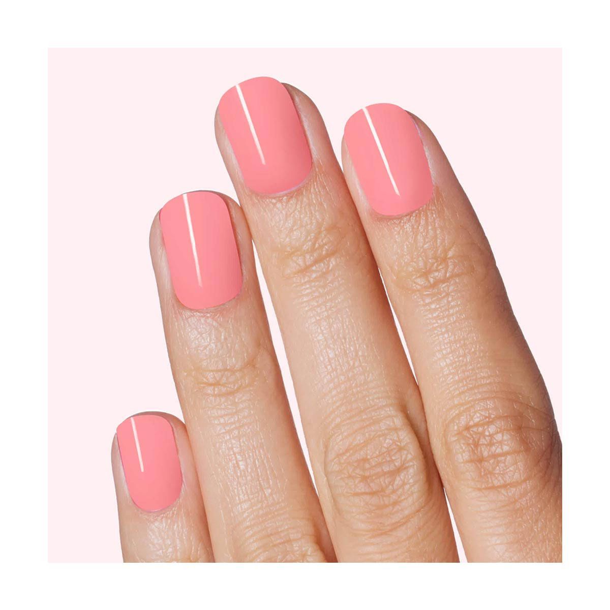 Coral Pink with White Line Accent Coral Pink with White Line Accent — Teacher Nails 2027