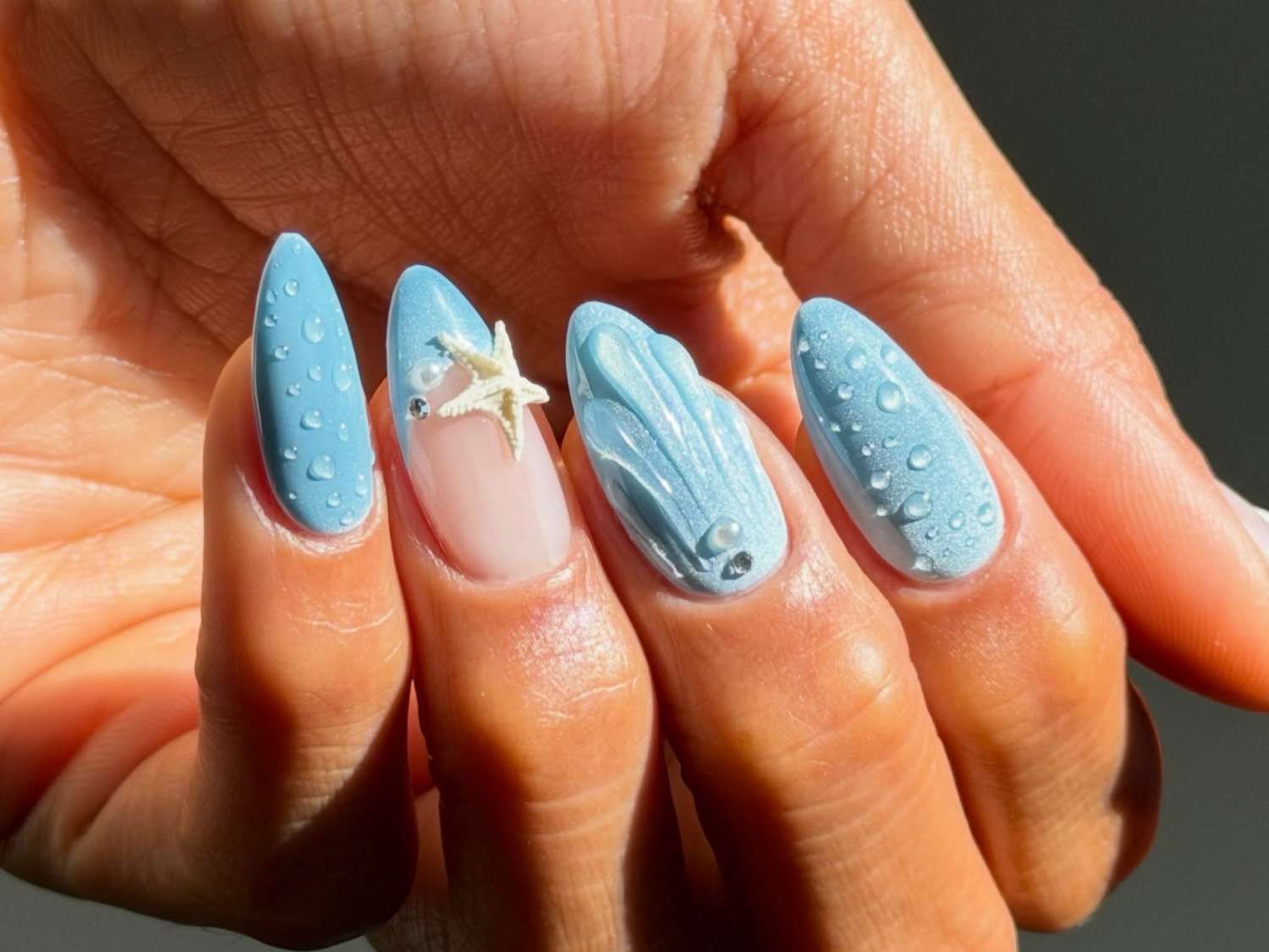 Glossy With Textured Water Droplets Visual Idea Glossy With Textured Water Droplets Visual Idea — Bahamas Nails 2027