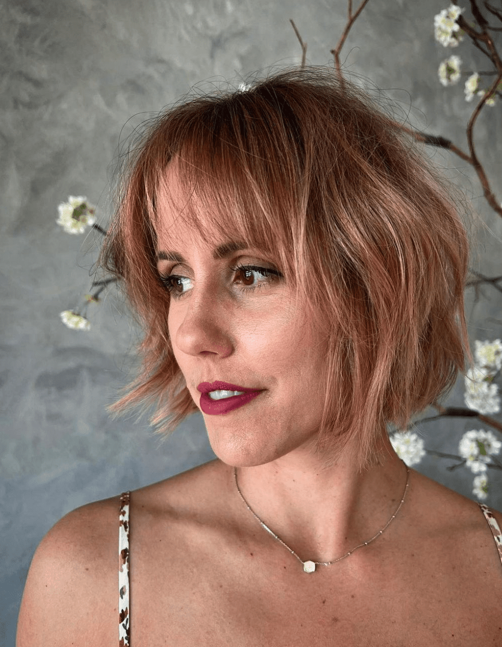 Strawberry Blonde Bob with Textured Bangs Strawberry Blonde Bob with Textured Bangs — Hairstyles 2027 for Fine Hair