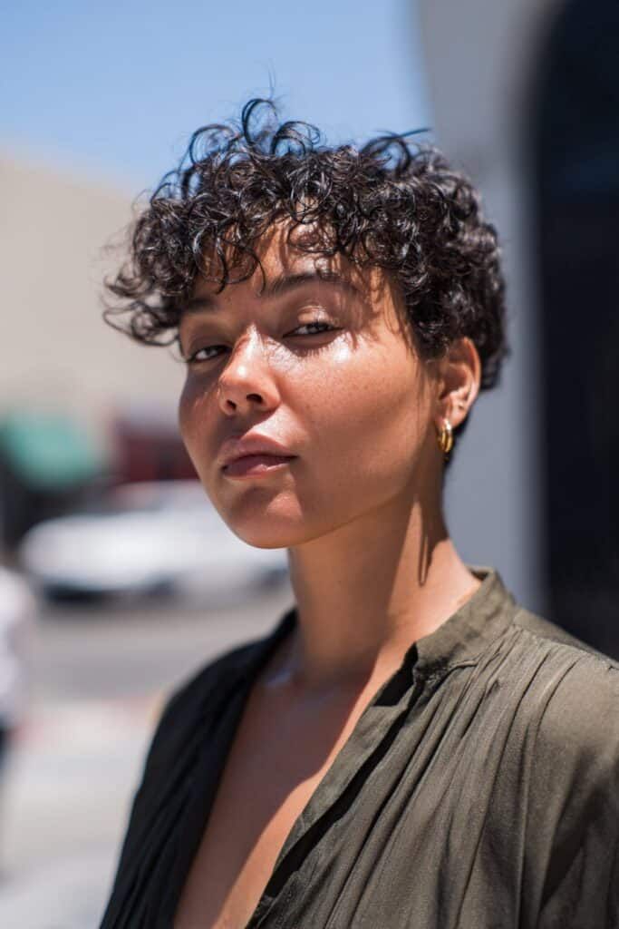 Chin Dark Brown Pixie With Full Volume Chin Dark Brown Pixie With Full Volume — Pixie 2027 for Curly Hair