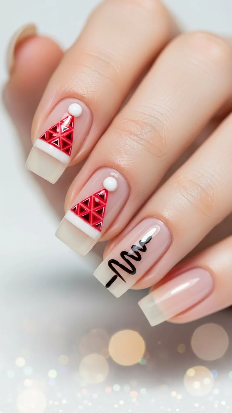 Short Square Santa Hat Christmas Tree Nails Short Square Santa Hat Christmas Tree Nails — Santa Nails 2026