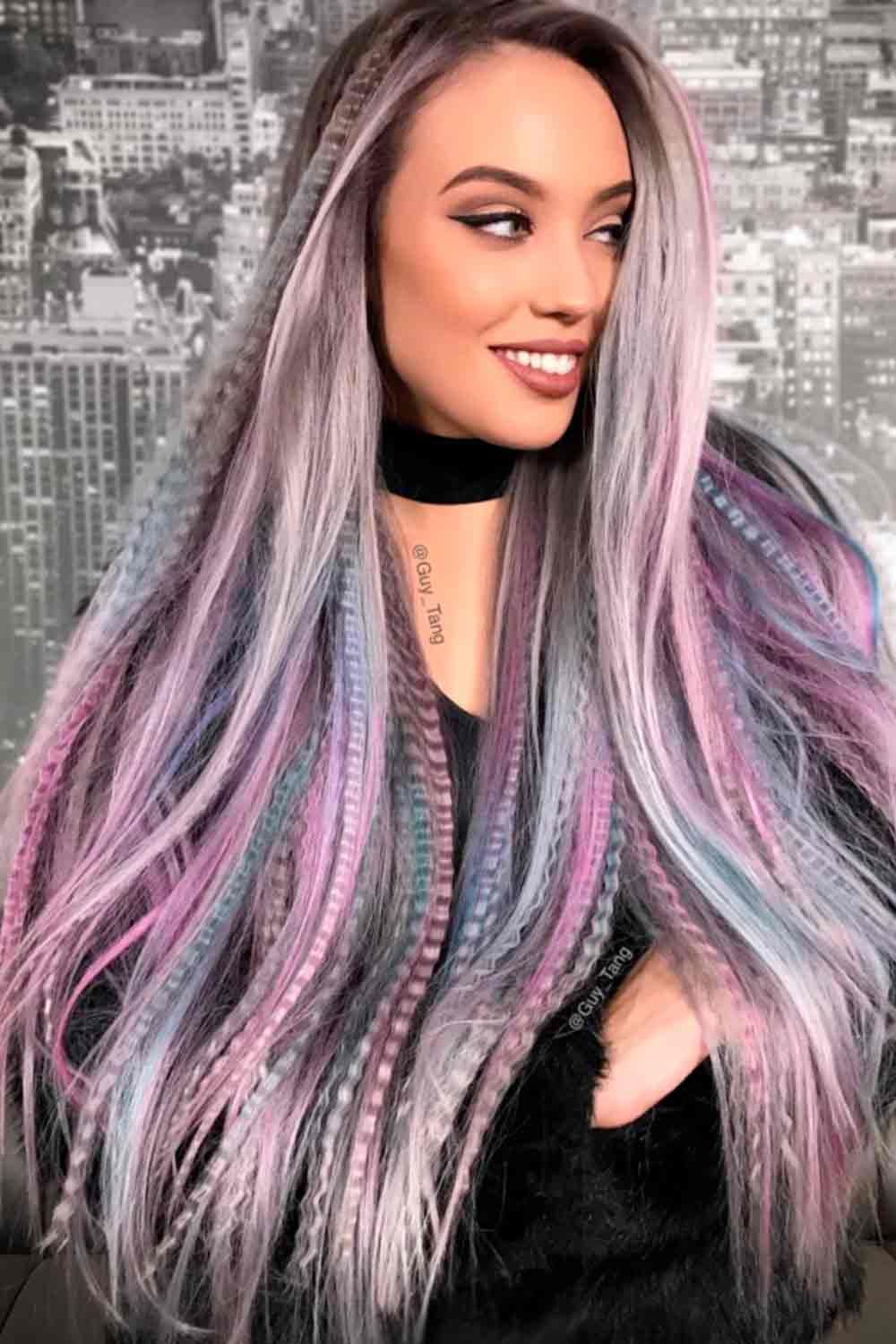 Multicolored Pastel Highlights Visual Idea — Crimped Hairstyles 2027