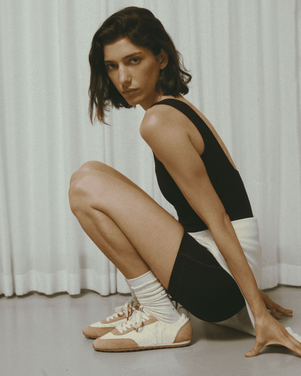 Black Bodysuit and White Shorts with Contrast Panels for Gym-Streetwear — Streetwear Gym Outfits 2027