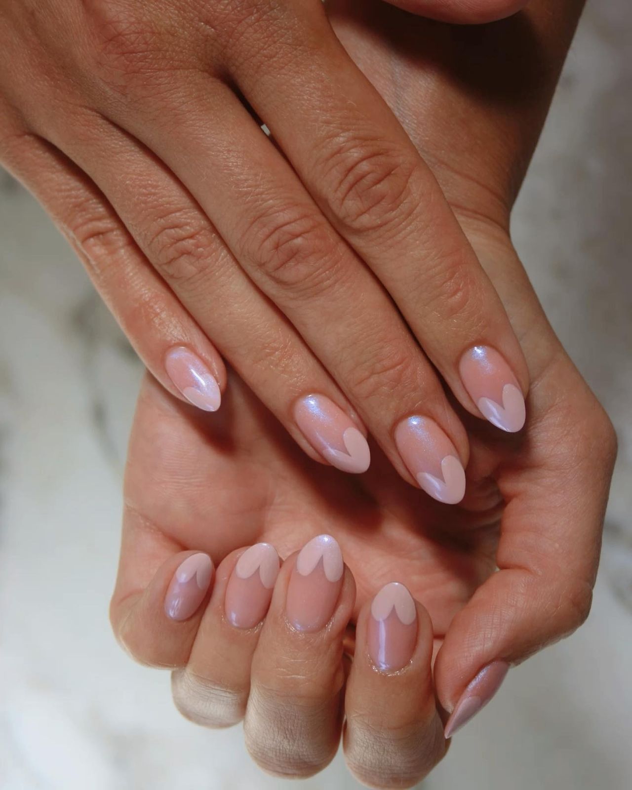 Sheer Pink Base Bright Red Tips Visual Idea Sheer Pink Base Bright Red Tips Visual Idea — Valentines Press On Nails 2027