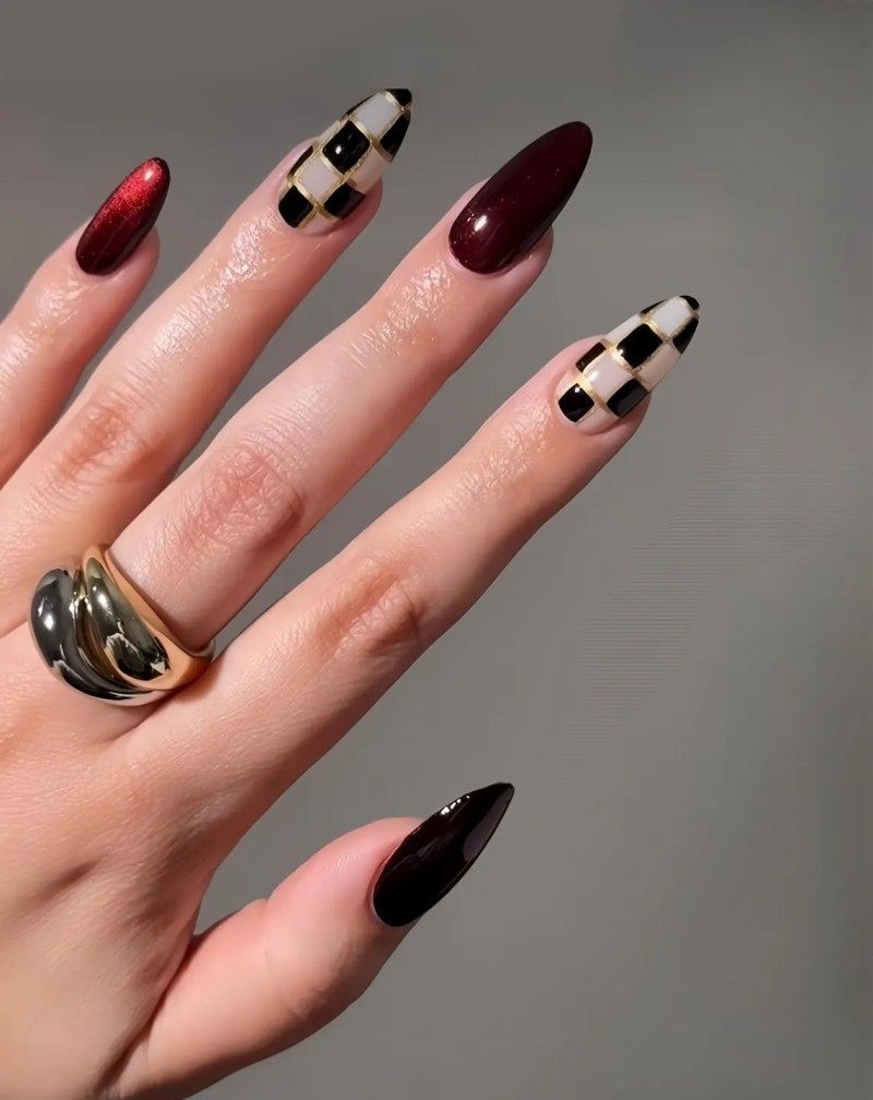 Sophisticated Deep Red with Black Undertones Sophisticated Deep Red with Black Undertones — Red and Black Nails 2027