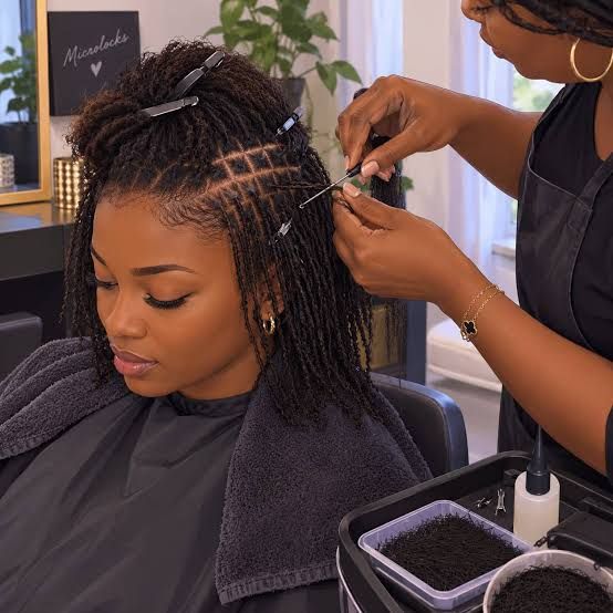 Chin Length Updo With Decorative Pins Chin Length Updo With Decorative Pins — Microlocs Locs 2027