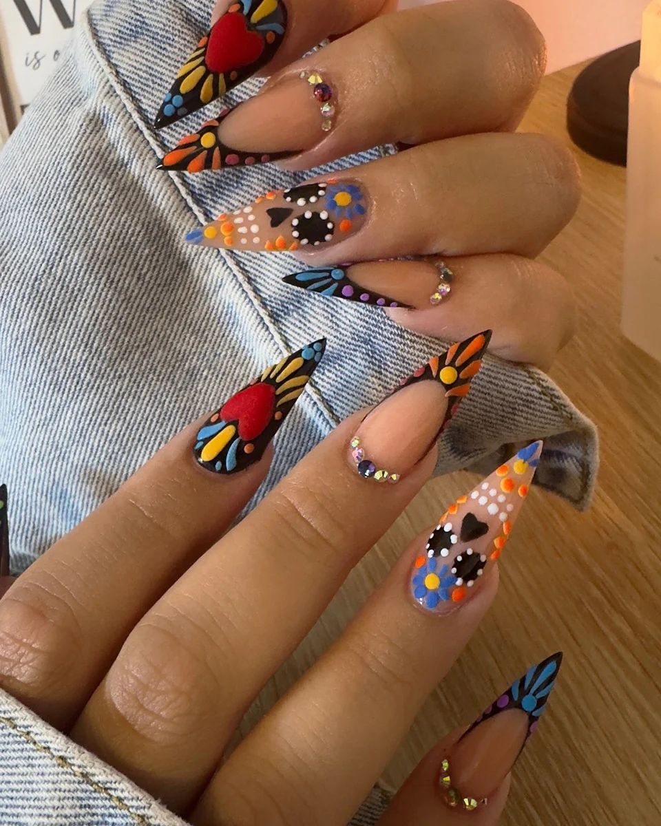 Festive Bold Visual Idea Festive Bold Visual Idea — Floral Stiletto Nails 2027