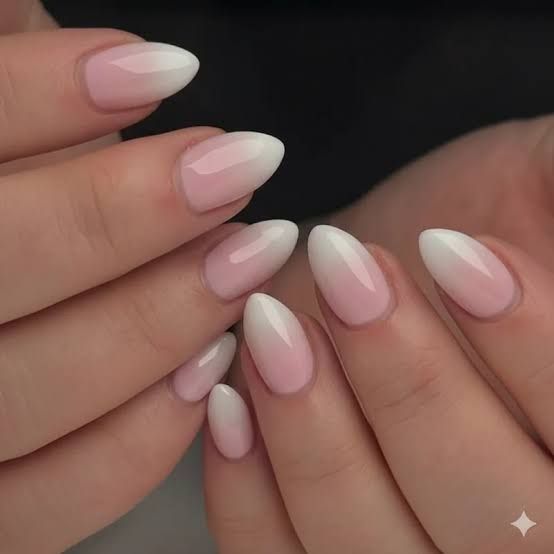Visual Idea — Glossy Pink-To-White Ombre Gradient Visual Idea — Glossy Pink-To-White Ombre Gradient — Simple Gymnastics Nails 2027