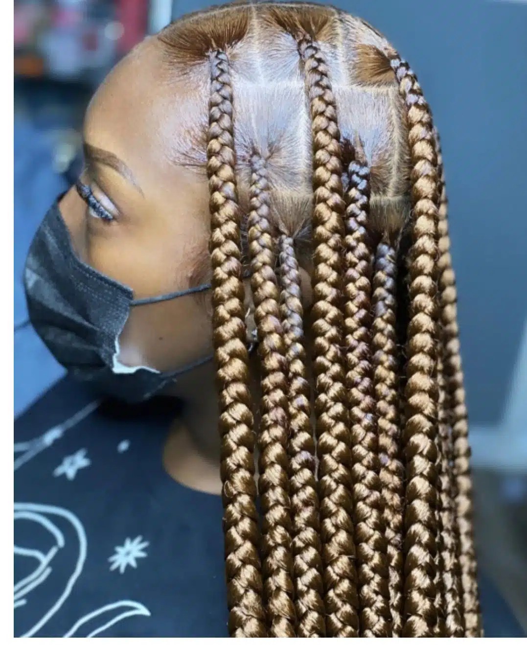 Collarbone Medium Brown Straight Braids — Long Knotless Braids 2027