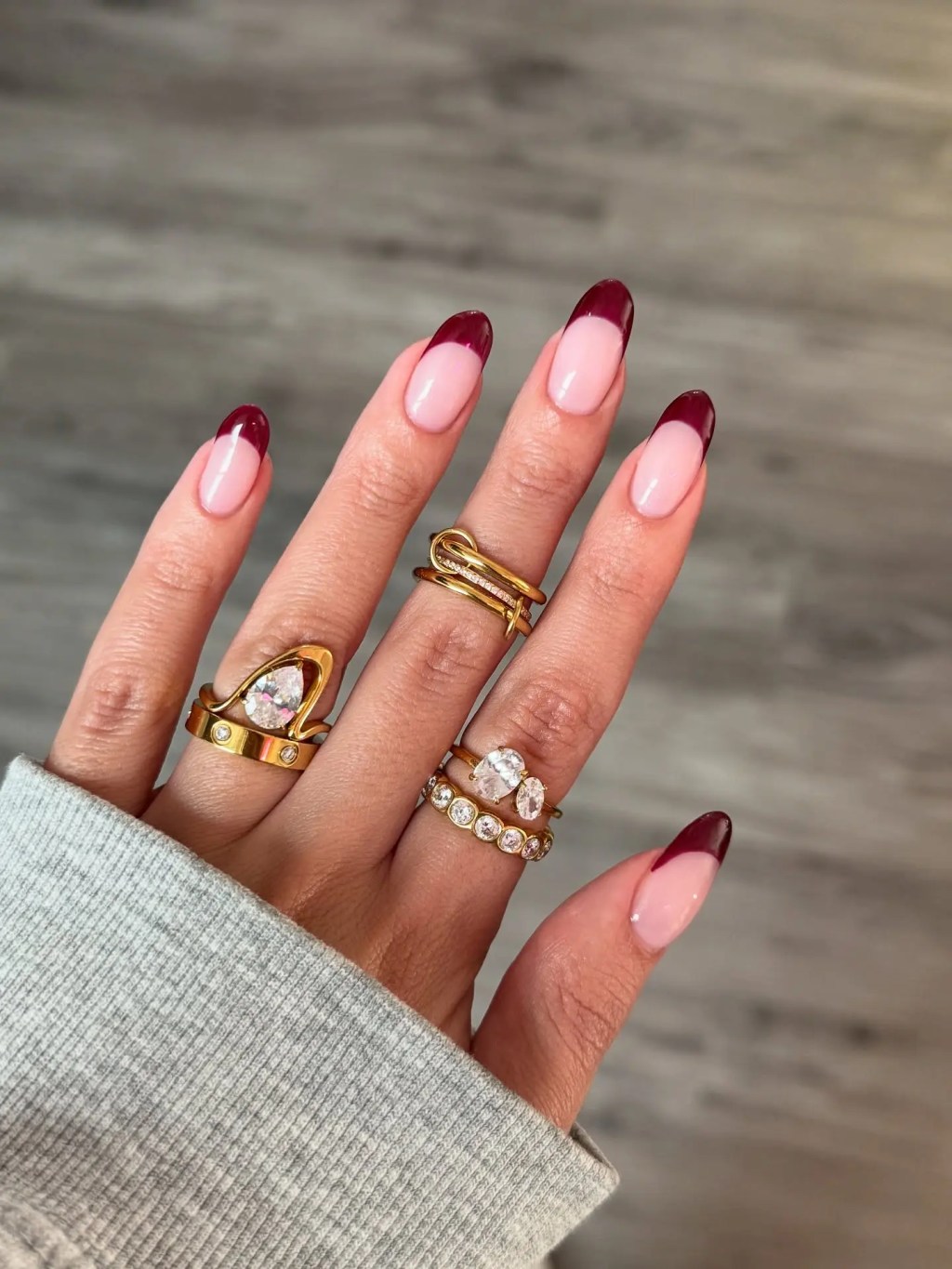 Deep Red French Almond Nails Deep Red French Almond Nails — Fall French Tip Nails 2026