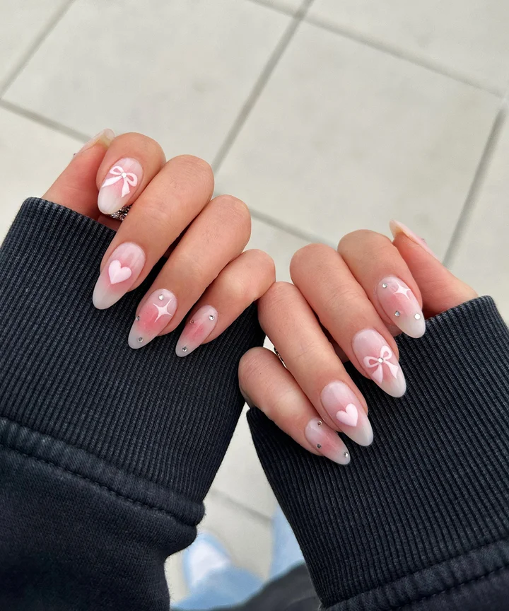 Romantic Pink Bow Accent Nails — Nails 2027 for Women Over 40