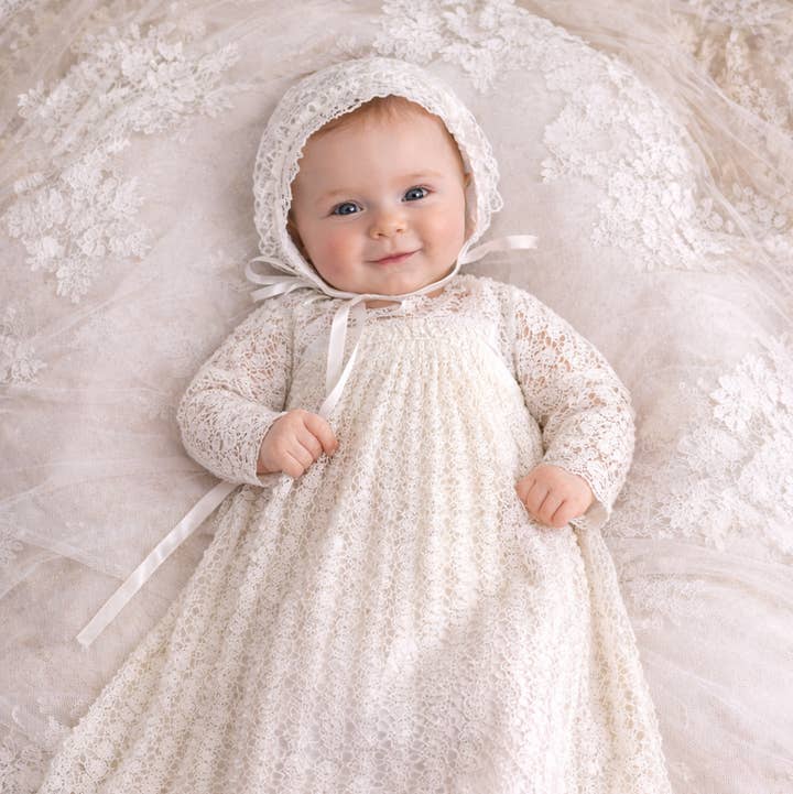 Full-Length Ivory Lace Gown with Heirloom Feel — Christening Outfits 2027