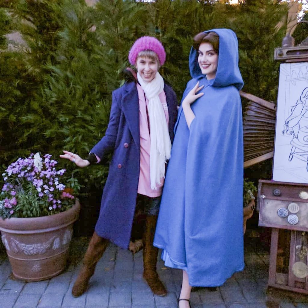 Dark Blue Wool Coat with Pink Beret and Scarf — Disney Winter Outfits 2027