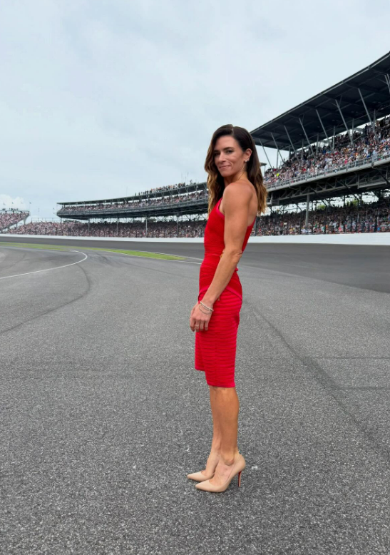 Form-Fitting Red Ribbed Midi Dress — NASCAR Outfits 2027