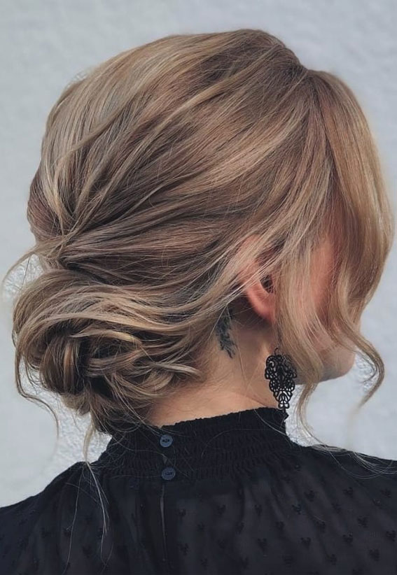 Honey Blonde Messy Romantic Updo Honey Blonde Messy Romantic Updo — Updos 2027 for Short Hair