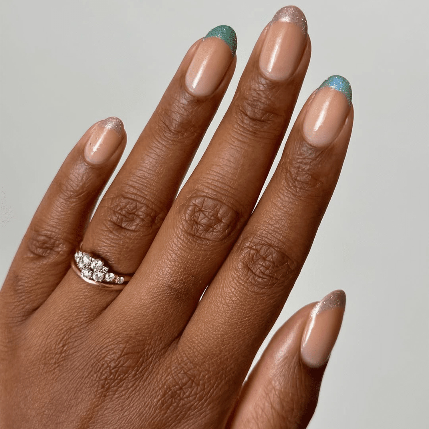 Teal and Glitter French Tips Mix Teal and Glitter French Tips Mix — French Tip Nails 2027 for Short Fingers