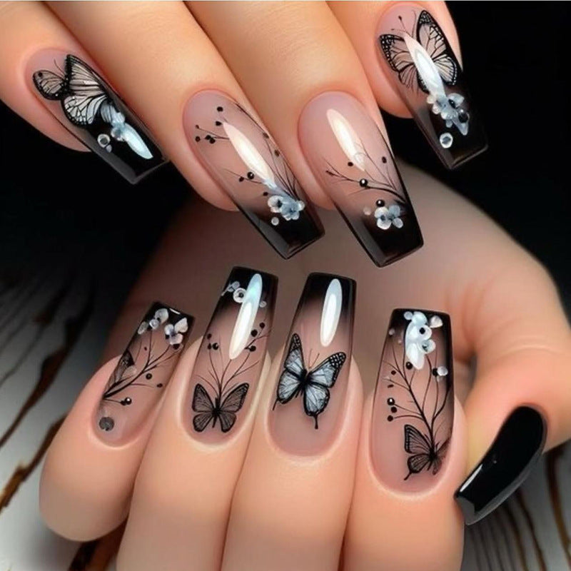 Medium Black Butterfly Nails Medium Black Butterfly Nails — Long Butterfly Coffin Nails 2027