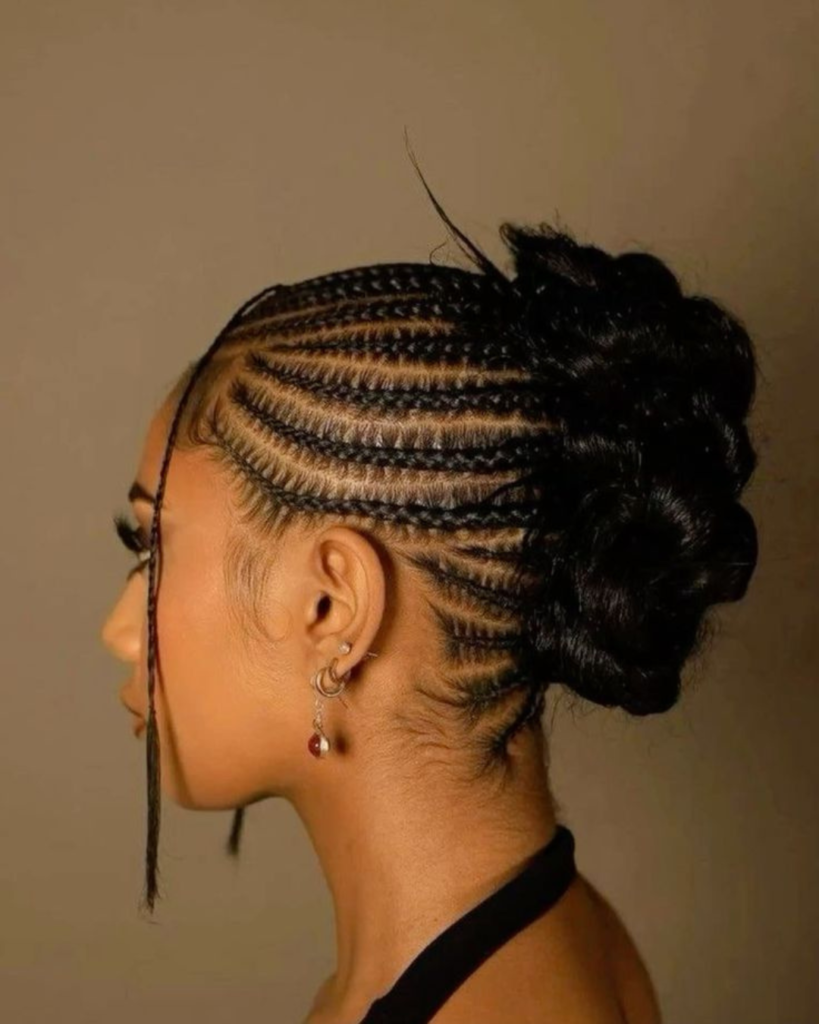 Cornrows with Loose Curly Hair Contrast Cornrows with Loose Curly Hair Contrast — Braided Hairstyles 2027 for Black Women