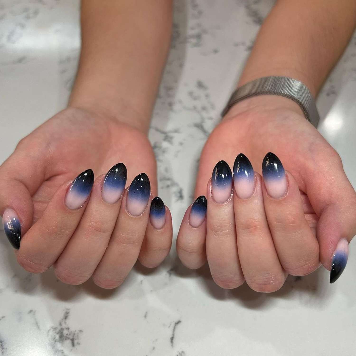 Black Blue Pink Glitter Gradient — Winter Ombre Nails 2027